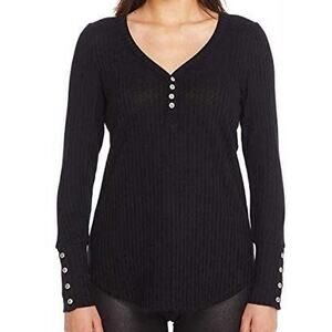 Chaser waffle thermal style fabric long sleeve shirt v-neck button detail size s